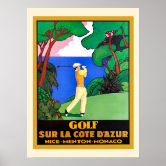 Pôster Vintage Golf Sur La Cote d Azure