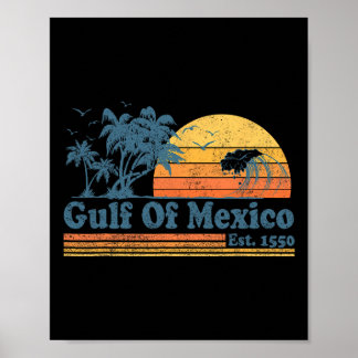 Poster Vintage Golfo Do México Est 1550 Retro Beach Sunse