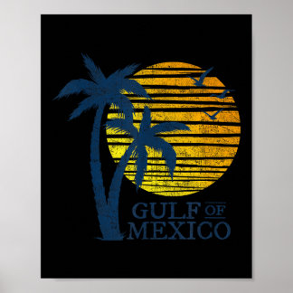Poster Vintage Golfo Do México Palmeiras De Souvenir Retr