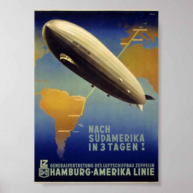 Poster vintage Graf Zeppelin Restaurado (Frente)