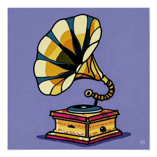 Pôster Vintage Gramophone Glossy Poster (Frente)