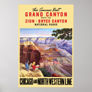 Poster Vintage Grand Canyon e Bryce Canyon - Par Nacional