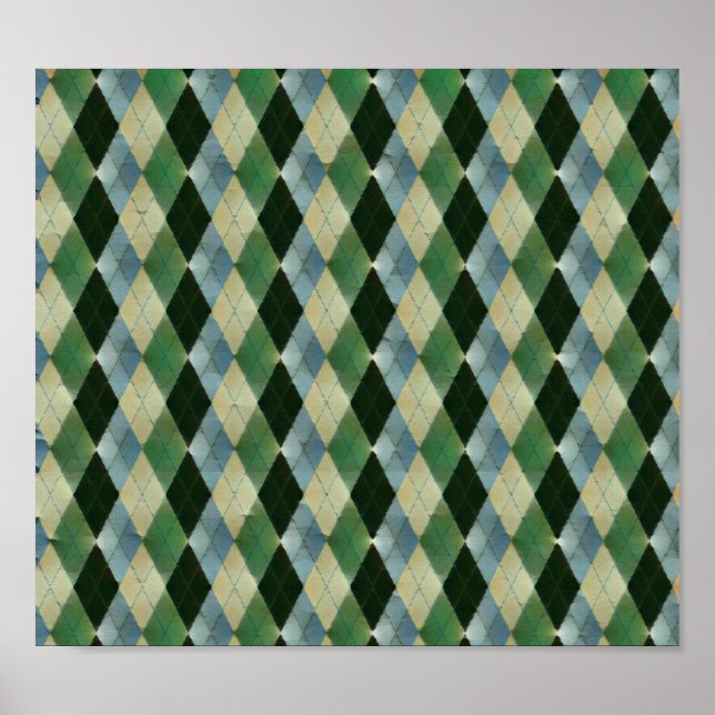 Poster Vintage Green Beige geometrics Rua padrão Patrick (Frente)