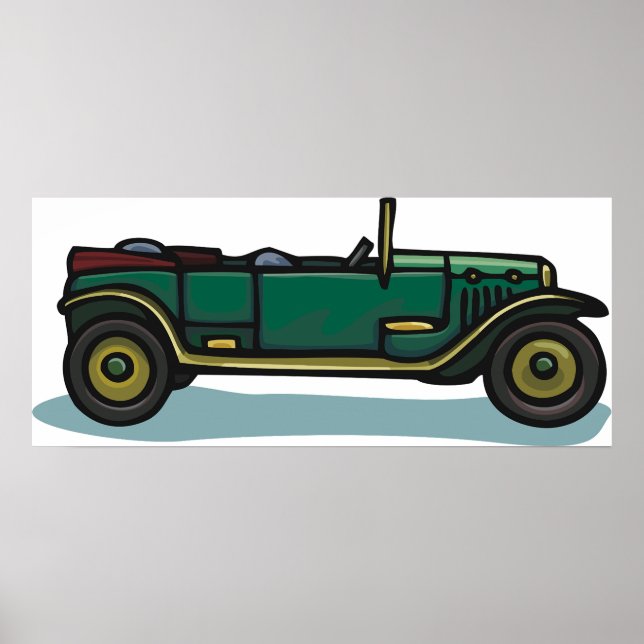 Poster Vintage Green Car (Frente)