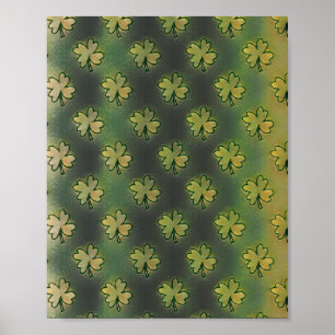 Poster Vintage Green, cinza e Rua de shamrock laranja Pat