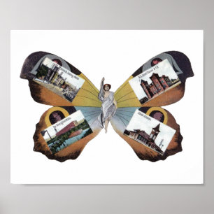 Poster Vintage Greenville Carolina do Sul Fada Lady art