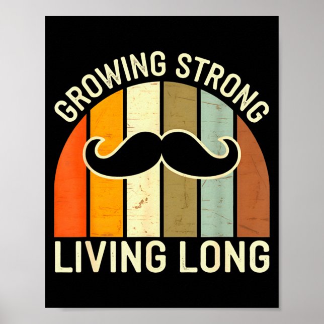 Poster Vintage Growing Strong Living Long - Retro Moustac (Frente)