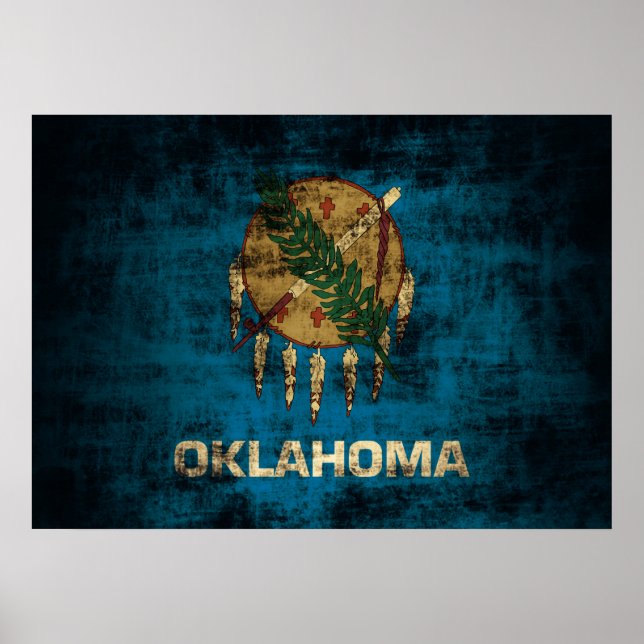 Poster Vintage Grunge State Flag de Oklahoma (Frente)