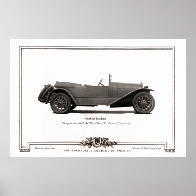 Poster Vintage Gunboat Roadster Automobile Anúncio de 191 (Frente)