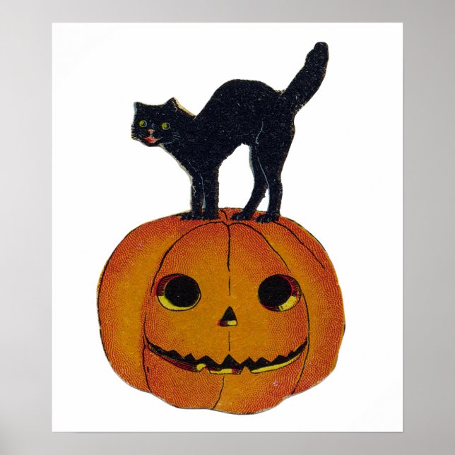 Poster Vintage Halloween Cat (Frente)