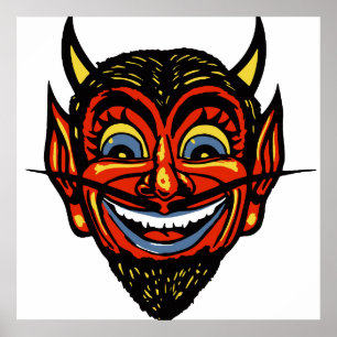 Poster Vintage Halloween Devil Head