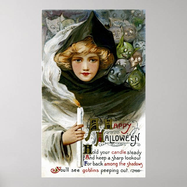 Poster Vintage Halloween Girl (Frente)