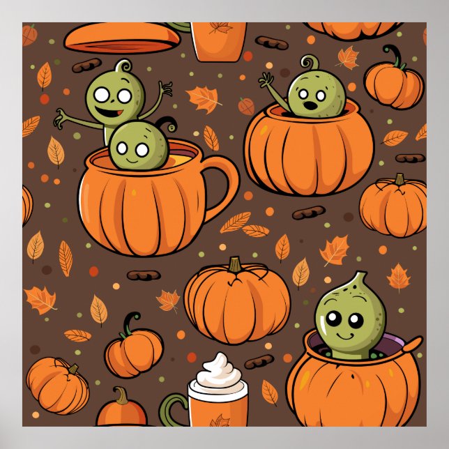 Poster Vintage Halloween Gourd Party (Frente)