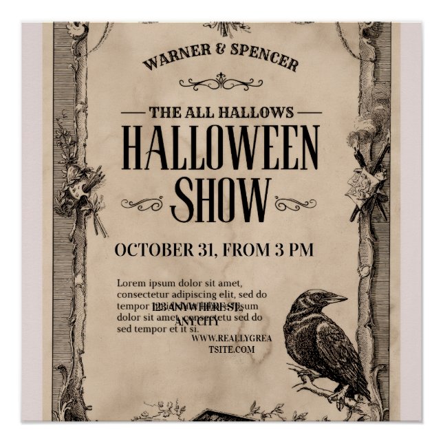 Pôster Vintage Halloween Invitation (Frente)