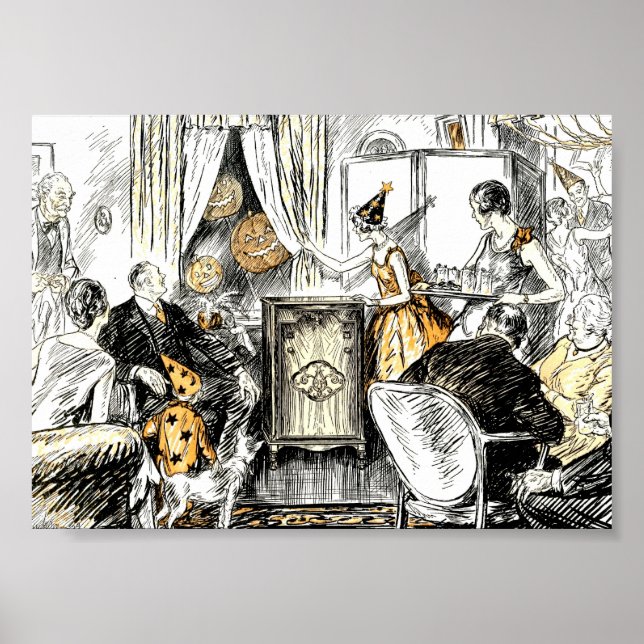 Poster Vintage Halloween Party (Frente)