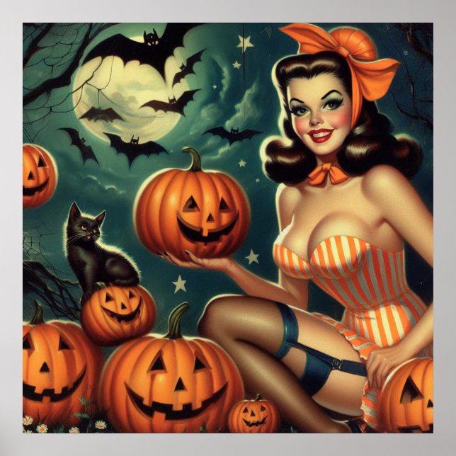 Poster Vintage Halloween Pin Up (Frente)