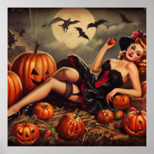 Poster Vintage Halloween Pin Up