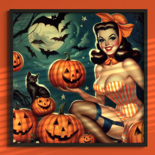 Poster Vintage Halloween Pin Up