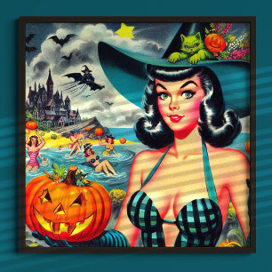 Poster Vintage Halloween Pin-up