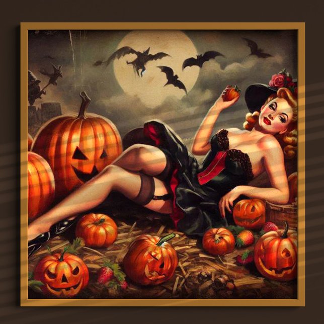Poster Vintage Halloween Pin Up (Criador carregado)