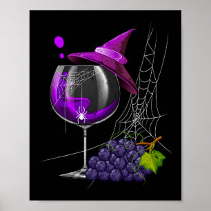 Poster Vintage Halloween Roxo Vidro De Vidro De Uva Roxa