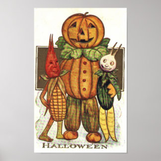 Poster Vintage Halloween Veggies