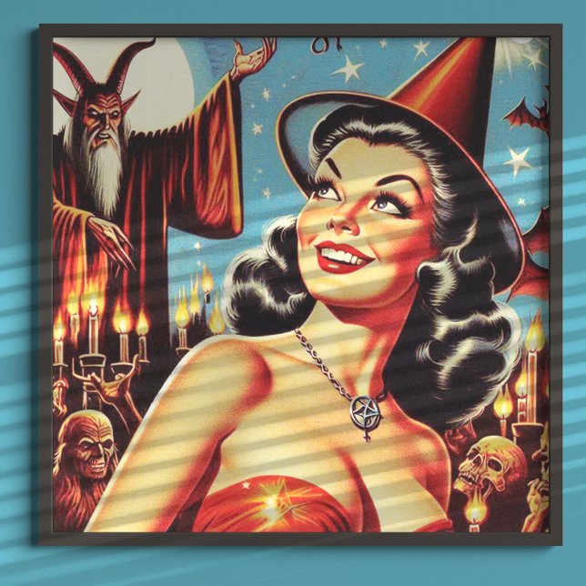 Poster Vintage Halloween Witch Pin-up (Criador carregado)
