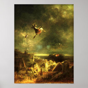 Poster Vintage-Halloween Witches Ride