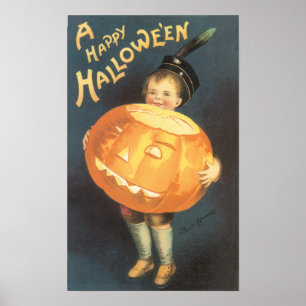 Poster Vintage Happy Halloween por Ellen Clapsaddle