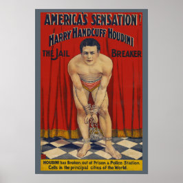 Poster Vintage Harry Handcuff Houdini - O Criador Da Cade