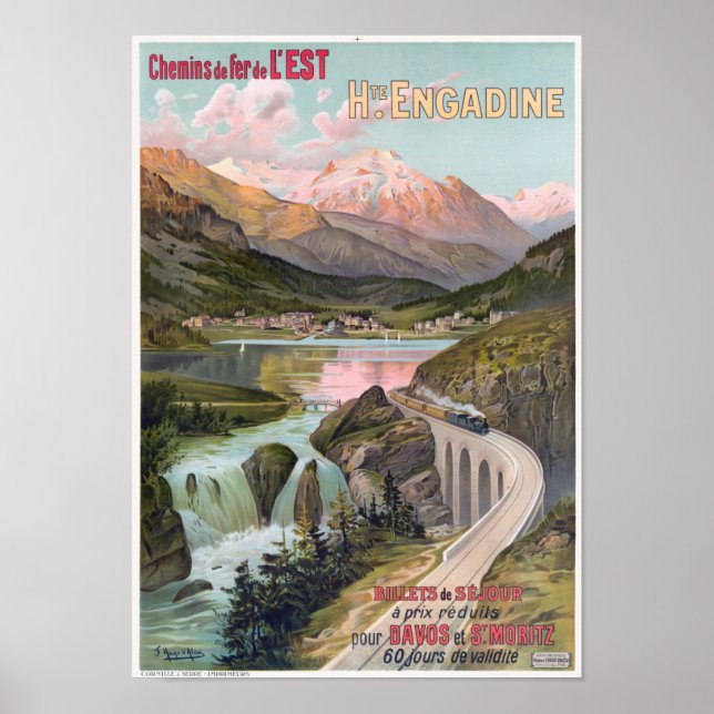 Poster vintage Haute Engadine 1910 (Frente)