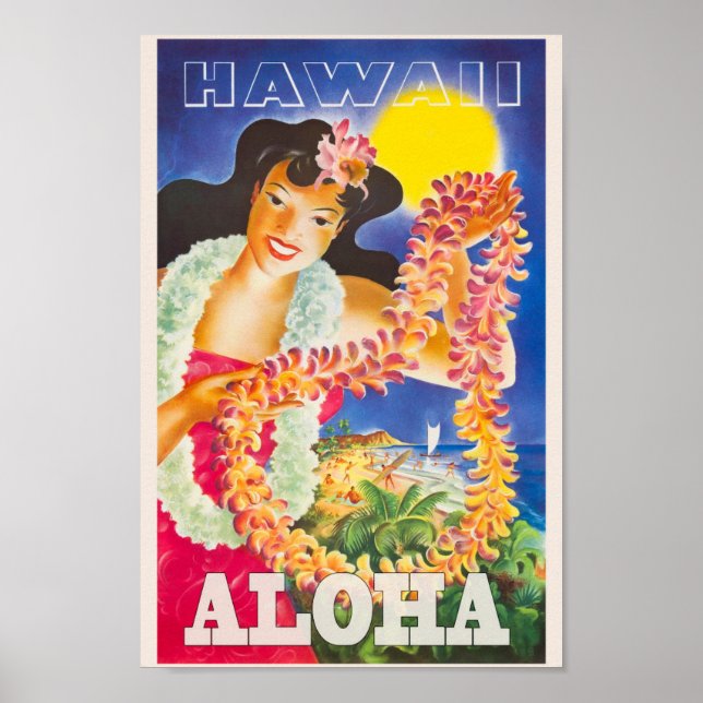 Poster Vintage Hawaii Viagem (Frente)