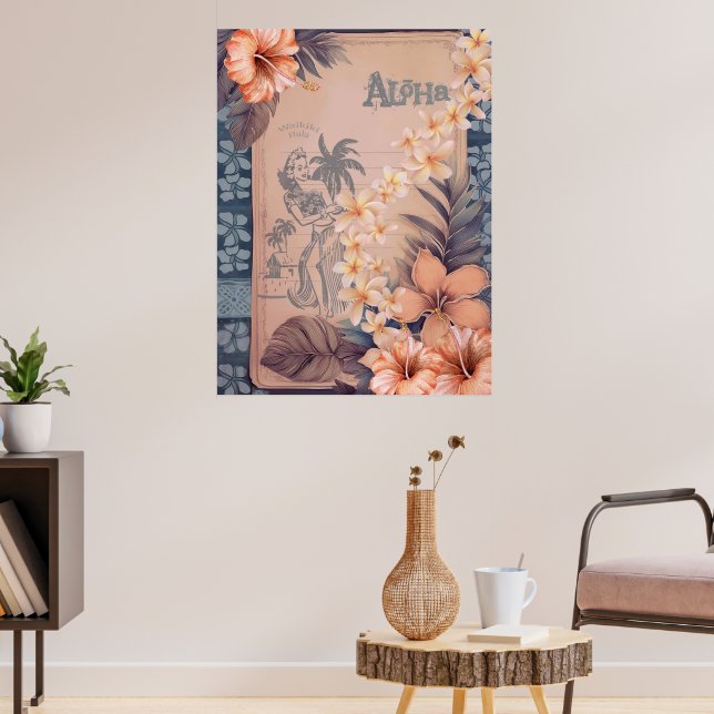 Poster Vintage Hawaiian Scrapbook Waikiki Hula (Sala de Estar 3)