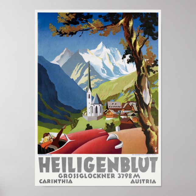 Poster vintage Heiligenblut Áustria (Frente)