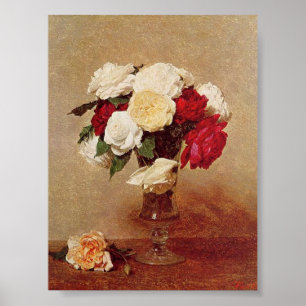 Poster Vintage Henri Latour Rosas em um Vidro Emperrado