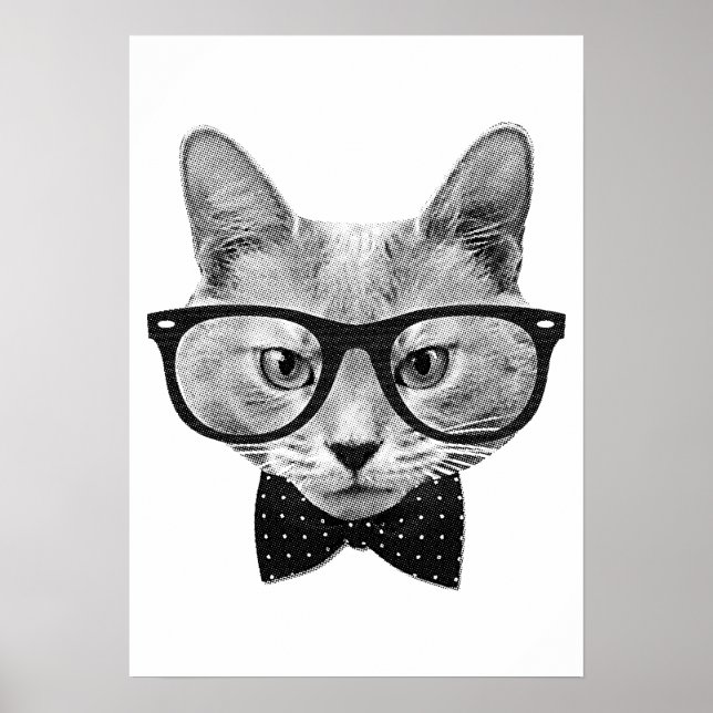 Poster Vintage hipster cat (Frente)