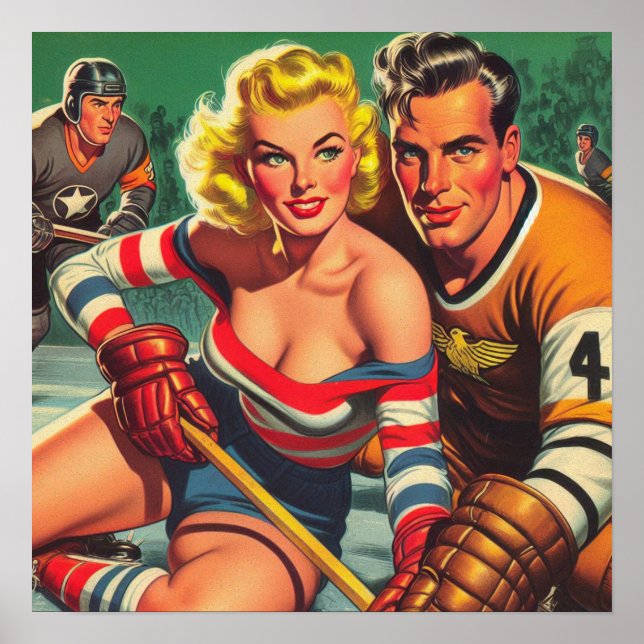 Poster Vintage Hockey Girl (Frente)