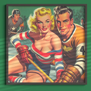 Poster Vintage Hockey Girl