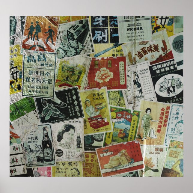 Poster Vintage Hong Kong anunciando muro. (Frente)