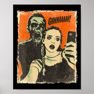 Poster Vintage Horror Cômico Zombie Selfie Creepy Cute Ha