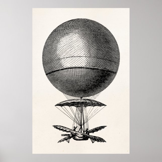 Poster Vintage Hot Air Balloon Retro Airship Old Balloons (Frente)