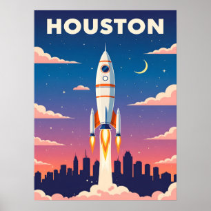 Poster Vintage Houston Cidade Espacial