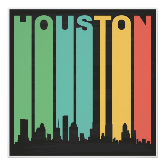 Pôster Vintage Houston Cityscape (Frente)