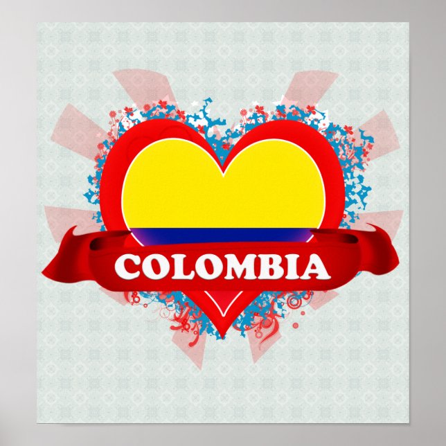 Poster Vintage I Love Colombia (Frente)