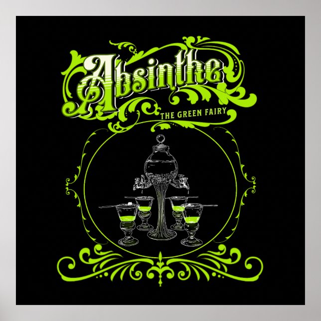 Poster Vintage Illustrated Absinthe Set (Frente)