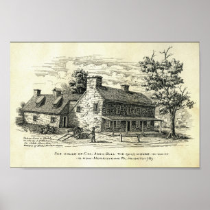 Poster Vintage Illustration House Norristown PA