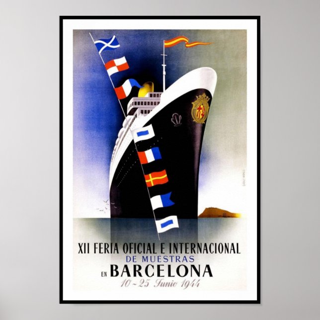 Poster vintage Impressão de Barcelona Espanha Navi (Frente)