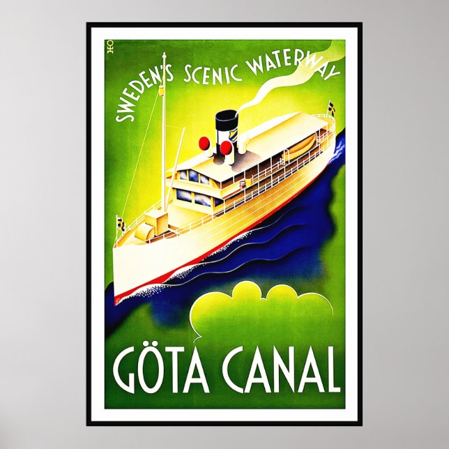 Poster vintage Impressão Gota Canal Suecia Via Nav (Frente)