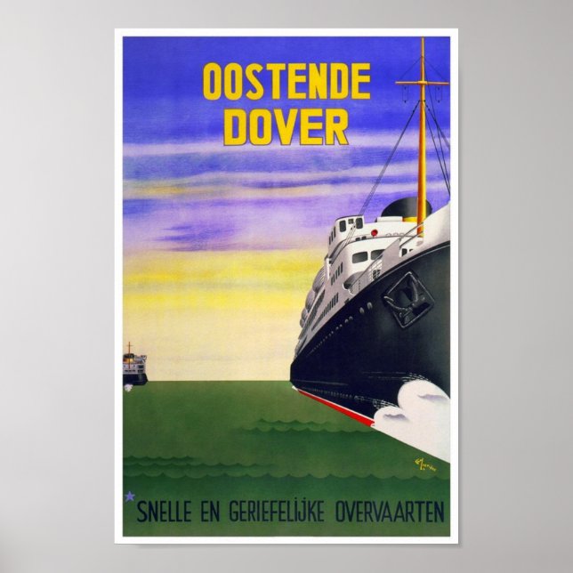 Poster vintage Impressão Oostende Dover (Frente)