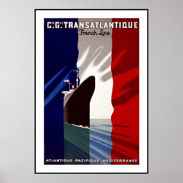 Poster vintage Impressão Transatlantique França (Frente)